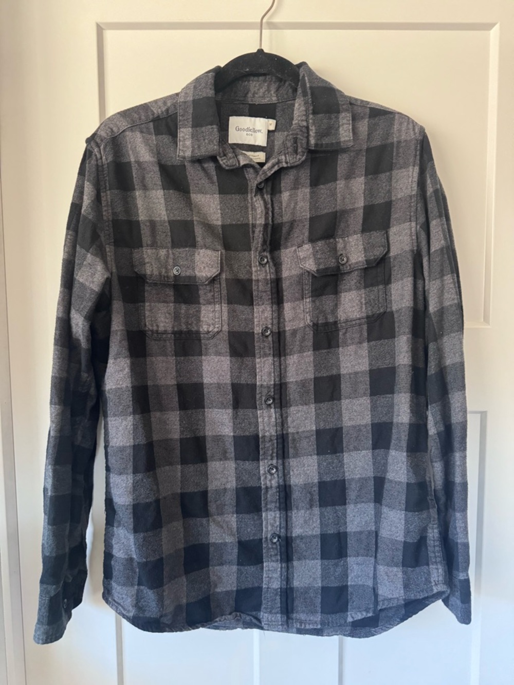 Goodfellow & Co Black and Gray Plaid Button-Down Shirt